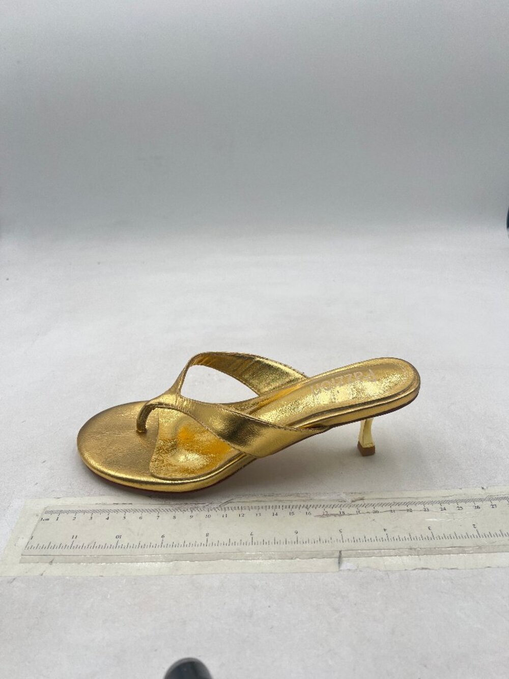Pazzion Gold Flip Flops Open Toe Low Heels Thong Sandals Casual Daily Shoe